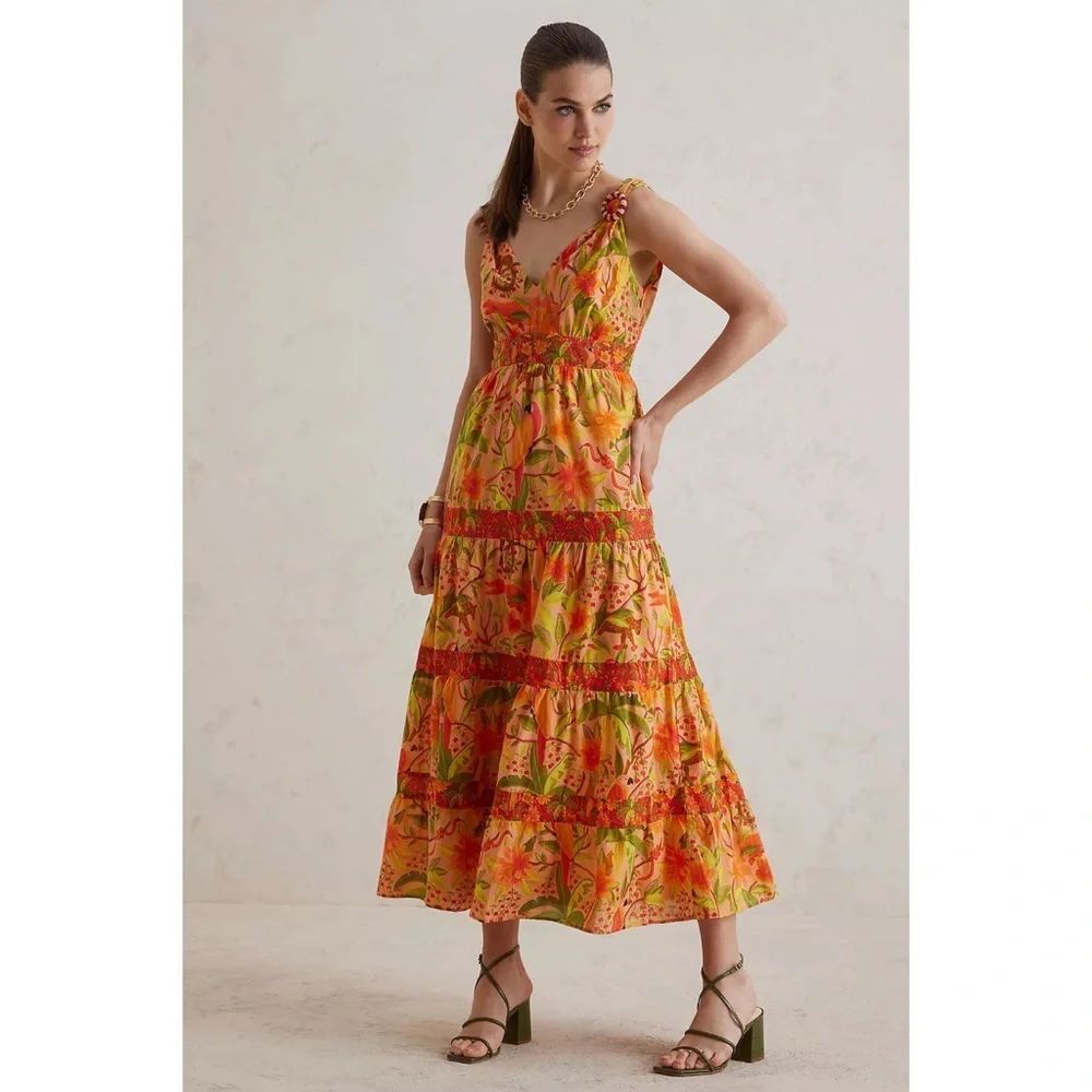 Anthropologie Farm Rio Tropical Tiered Maxi Dress